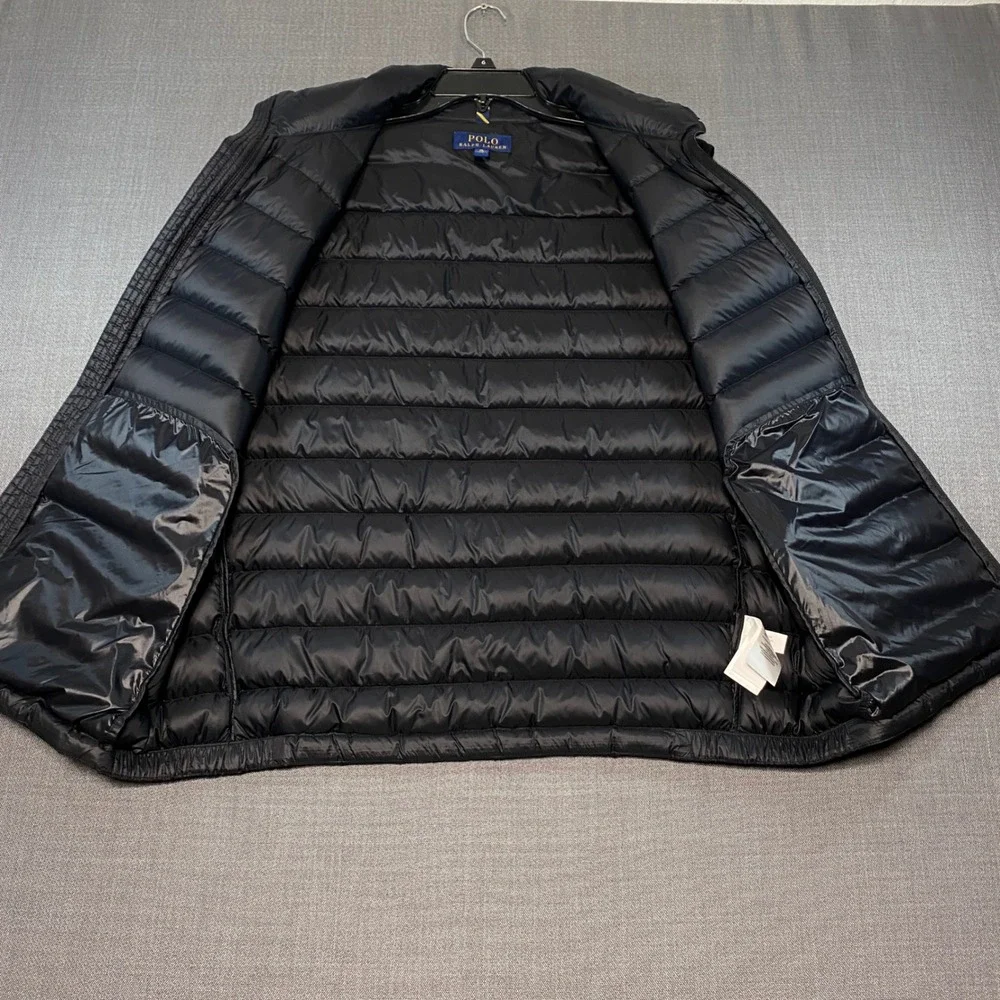 Polo Ralph Lauren Goose Down Puffer Vest Full Zip Quilted Black Pony Men Size XL